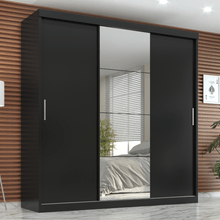 Guarda Roupa Casal Paris 3 Portas de correr 2 gavetas com espelho