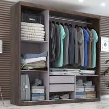 Guarda Roupa Casal Paris 3 Portas Correr 2 gavetas