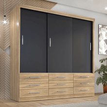 Guarda Roupa Casal Capri 3 Portas Correr 9 Gav