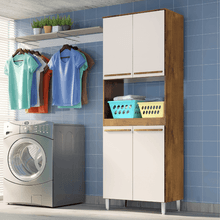 Armario de Lavanderia 4 Portas 2,22m C/ Nicho Pés Reguláveis