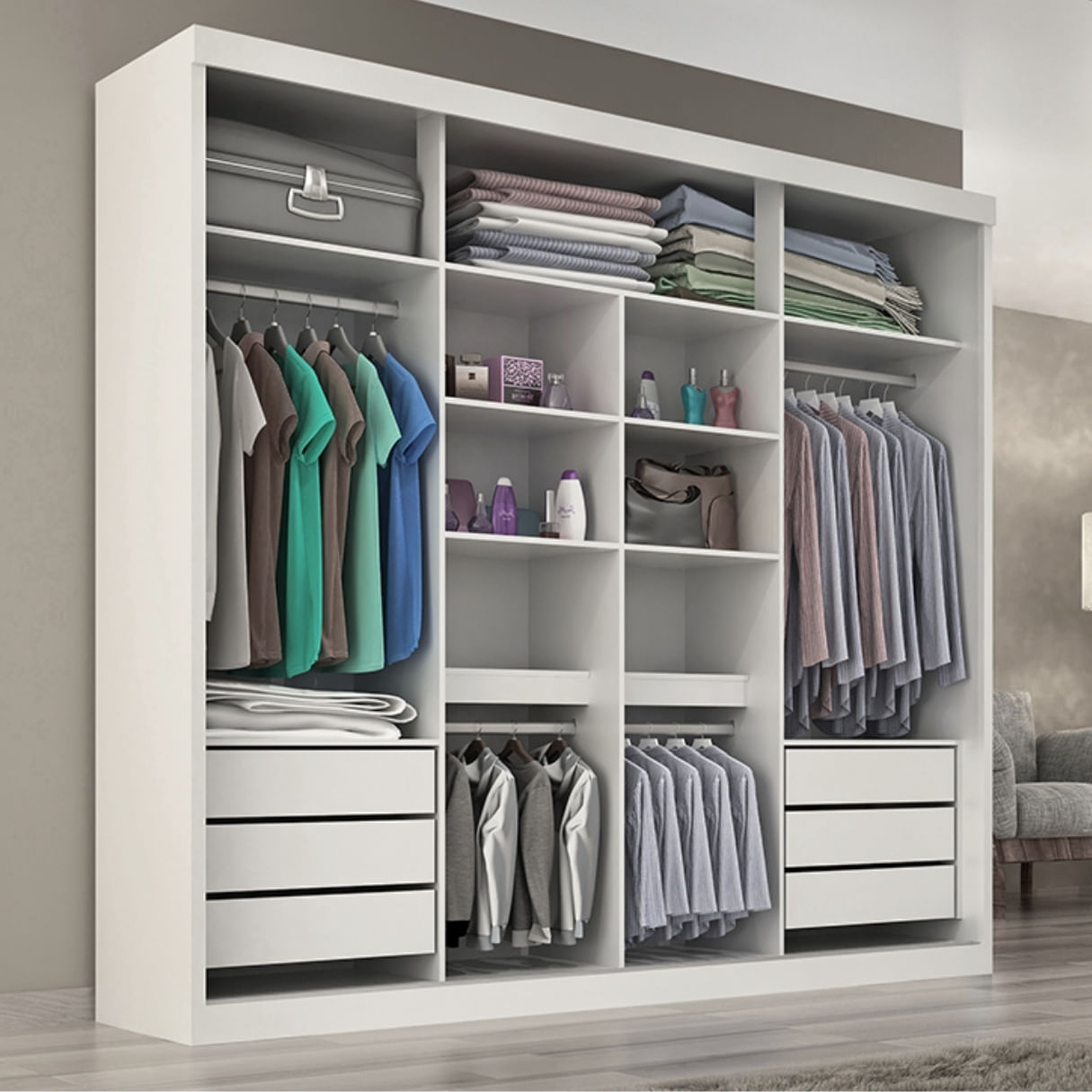 Guarda Roupa Casal Sevilha C/ 3 Esp - Tonielque Móveis