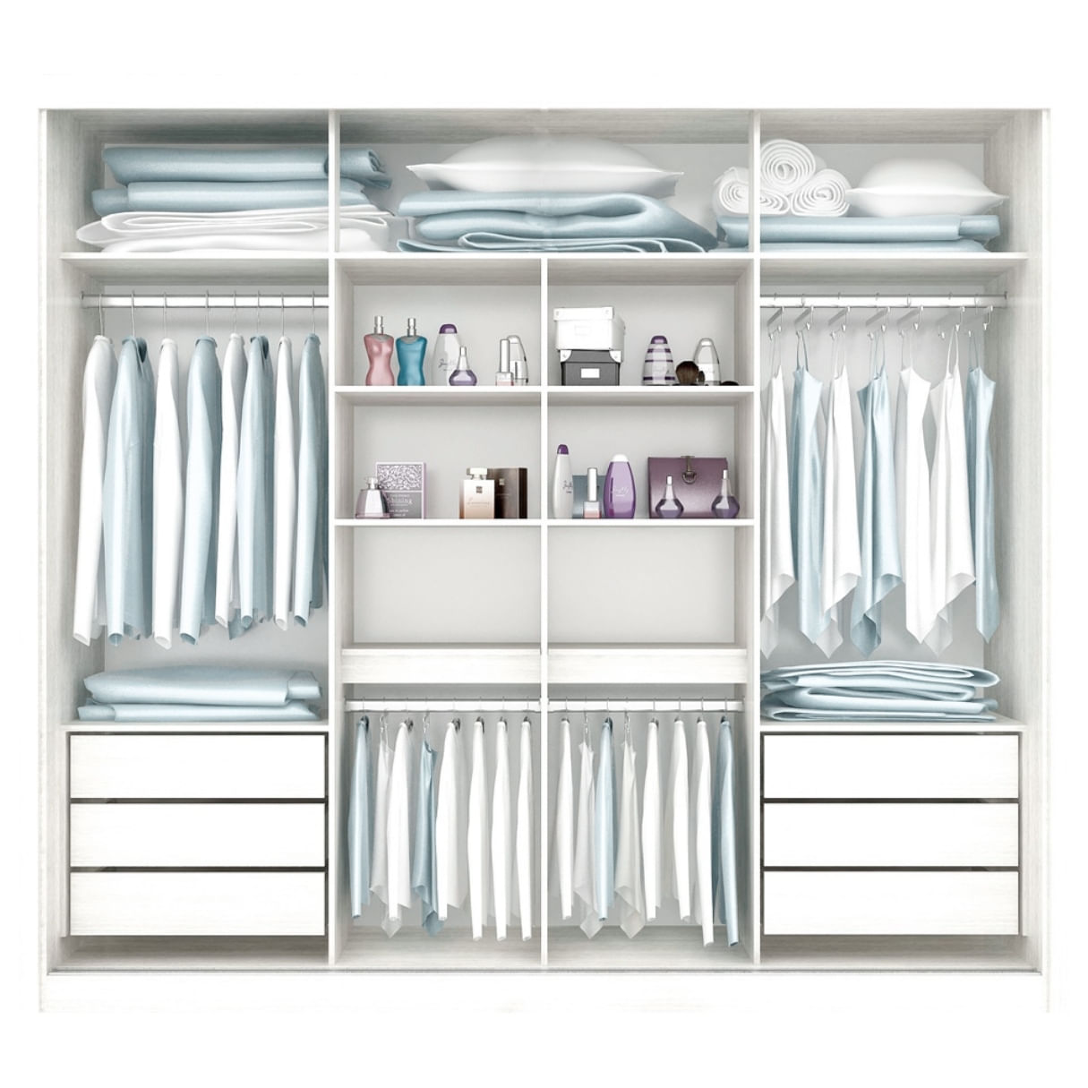 Guarda Roupa Casal Sevilha espelho nas 3 portas - Tonielque Móveis