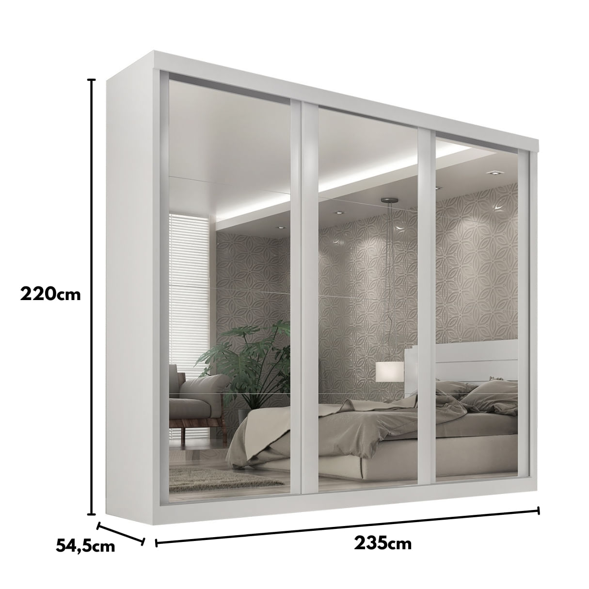 Guarda Roupa Casal Sevilha espelho nas 3 portas - Tonielque Móveis