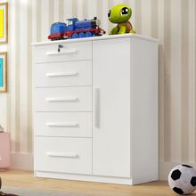 Comoda Infantil Livia 5 Gav 1 Porta Com Chave