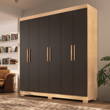 Guarda Roupa Casal Lisboa 6 Portas 2 Gavetas Com Pés