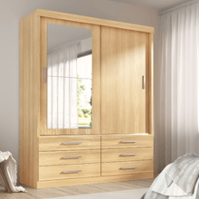 Guarda Roupa Solteiro Capri 2 Portas 6 Gavetas C/ Espelho