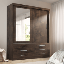 Guarda Roupa Solteiro Capri 2 Portas 6 Gavetas C/ Espelho