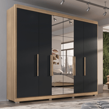 Guarda Roupa Casal Valencia 6 portas 6 gavetas com espelho Com Pés